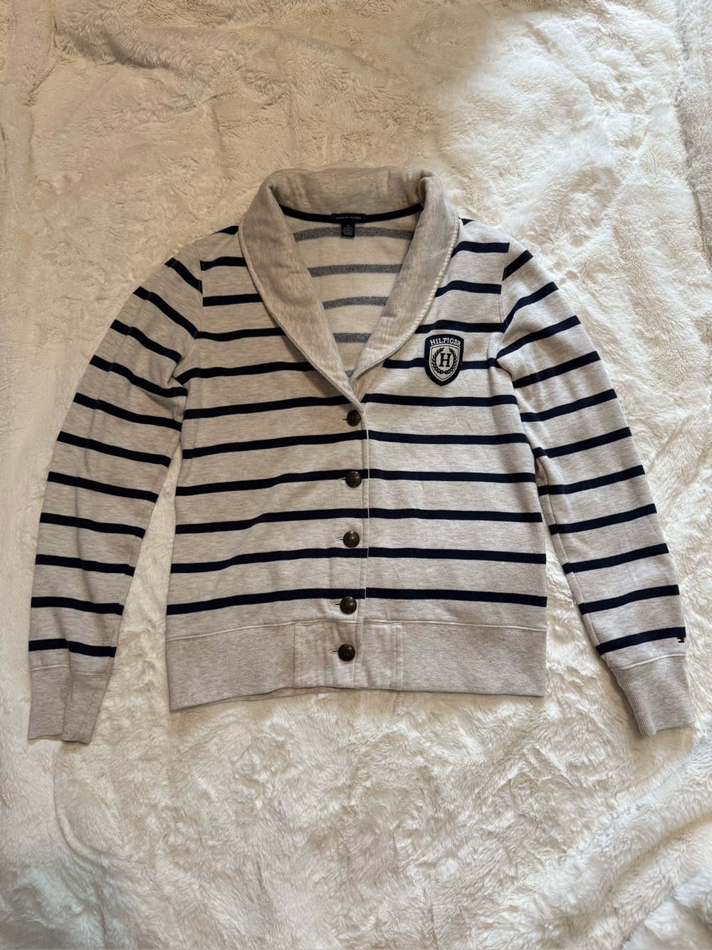 Tommy Hilfiger Women’s Striped Shawl Collar Cardigan